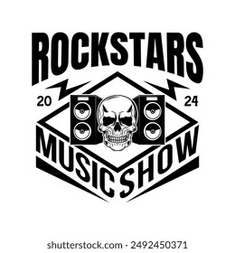 Rock music festival logo sign badge vector isolated. Vintage hard rock festival and rockers music club logo with retro style vector design. Design elements for rock and roll music festival