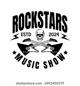 Rock music festival logo sign badge vector isolated. Vintage hard rock festival and rockers music club logo with retro style vector design. Design elements for rock and roll music festival