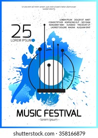 Rock music festival. Poster background template. Guitar abstract t-shirt print.