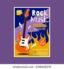 Rock music festival poster flyer template