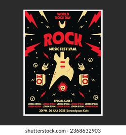 Rock music festival poster flyer template