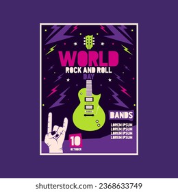 Rock music festival poster flyer template