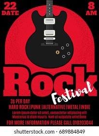 Rock music festival poster or flyer design. Vector illustration