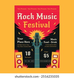 Rock Music Festival Social Media Flyer