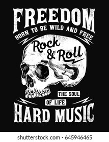 Rock music graphic design with skull illustration