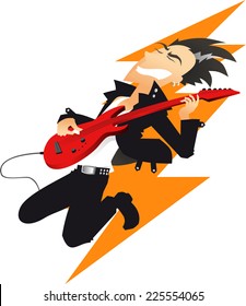 Rock music guitar player cartoon