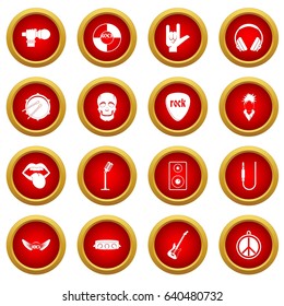 Rock music icon red circle set isolated on white background