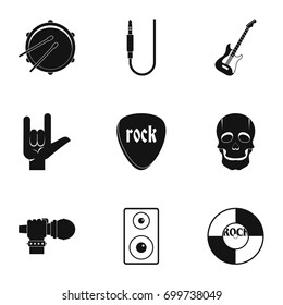 Rock music icon set. Simple set of 9 rock music vector icons for web isolated on white background