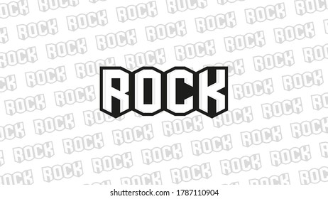 Rock music lettering background. Vector text illustration.