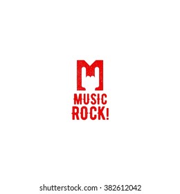 Rock music logo design template. Vector illustration. Finger shape style. white background