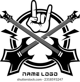 Rock music logo, this type of music comes from the rock  roll music of the United States. Its characteristic is that the beat is loud and strong, so many young people like this type of music. In fact