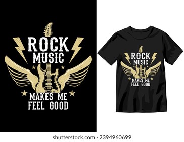 Rock Music makes me feel good, Rockstar Music's colorful typography Vector art illustration Slogan graphic for t-shirt design