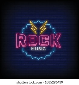 Rock Music Neon Signs Style Text Vector