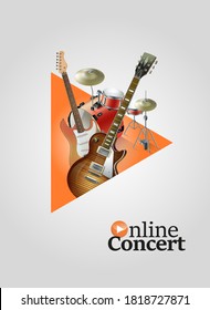 Rock Music Online Concert Or Rock Music Video Channel Design Concept	
