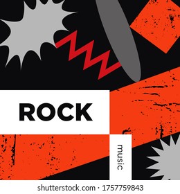 Rock Music Playlist. Vector, Cover Playlist, Thumbnail Design.