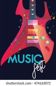 Rock music, poster background template. Texture effects can be turned off.