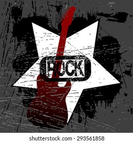 Rock music poster template with guitar