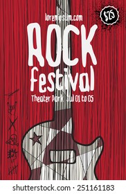 Rock music poster template. Hidden layer included with text instructions.