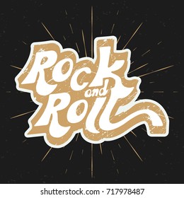 Rock music print, graphic design with grunge effect, tee print stamp, t-shirt lettering artwork, vector