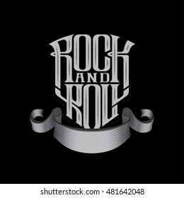 Rock music print, hipster vintage label, graphic design, exclusive font, tee print stamp. t-shirt lettering artwork, Vector illustration in flat, cartoon style isolated from the background, EPS 10