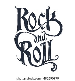 Rock music print, hipster vintage label, graphic design with grunge effect, tee print stamp. t-shirt lettering artwork, Vector illustration in flat, Handmade style isolated from the background, EPS 10