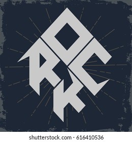 Rock music print, hipster vintage label, graphic design with grunge effect, rock-music tee stamp design. t-shirt lettering artwork. vector