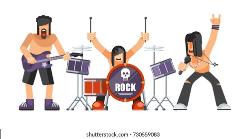 Rock music or rockers band performing on stage with guitarist