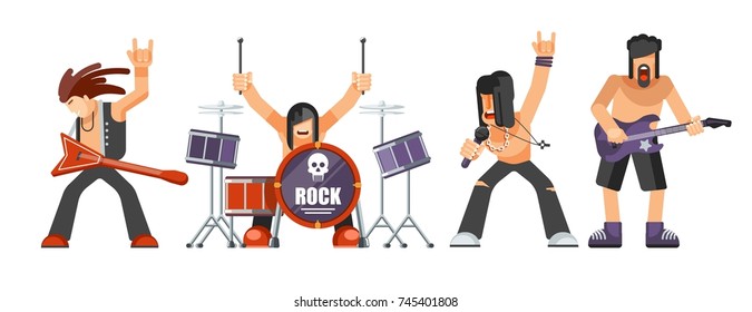 Rock music or rockers band performing on stage with guitarist