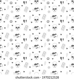 Rock music seamless pattern, background doodles, repeat, print, art