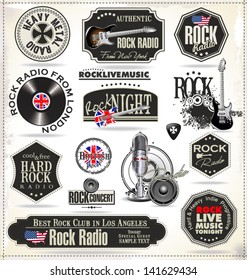 Rock music stamps and labels