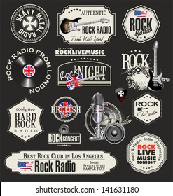 Rock music stamps and labels