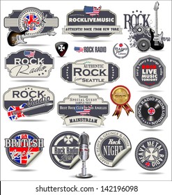 Rock music stamps and labels