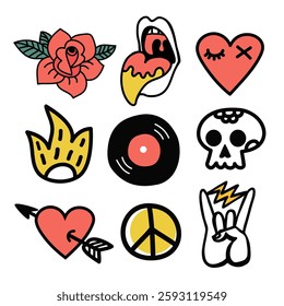rock music symbols for tattoo, sticker, ads, print