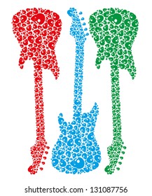 rock music tattoo skull guitar vector art