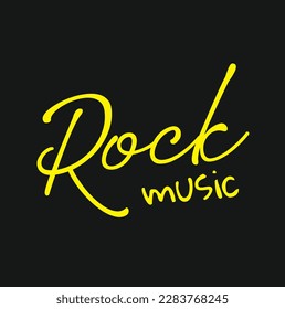 rock music text on dark background.