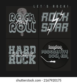 rock music typography. T shirt graphics. print. vectors