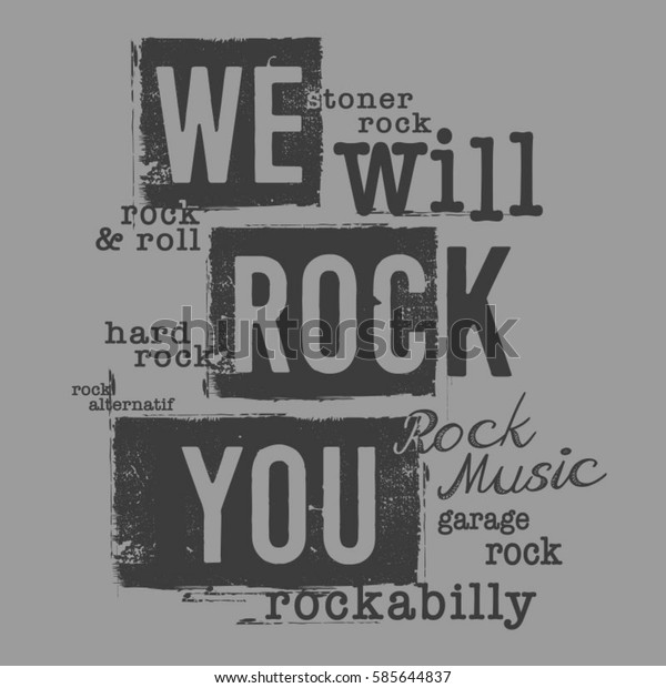 Rock music typography, tee shirt graphics, vectors,\
expression, 