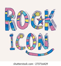 Rock music typography, t-shirt graphics, vectors