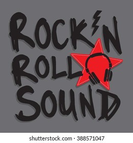Rock music typography, t-shirt graphics, vectors