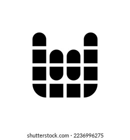 Rock music vector logo. Hand gesture with rising fingers up. Abstract creative sign.