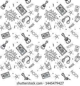 Rock Music Vector Seamless Hand Drawn Pattern