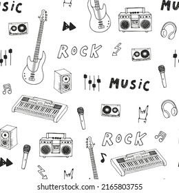 Rock music vector seamless pattern