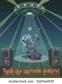 Rock musician alien alien came to the festival universe to show their abilities in music and in the performance of the voice!
