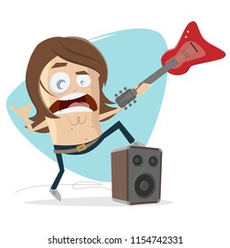 rock musician with electric guitar and speaker