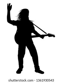 Rock musician with guitar silhouette vector