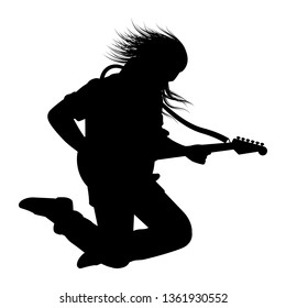 Rock musician with guitar silhouette vector