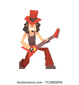 Rock musician man character playing guitar cartoon vector Illustration