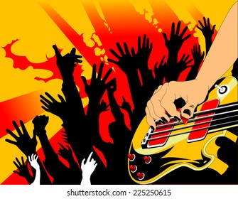 rock musician playing guitar, vector and illustration