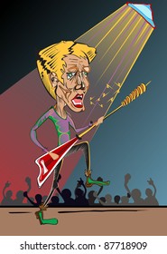 Rock musician playing guitar. Vector