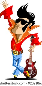 rock musician welcomes his fans (vector illustration);